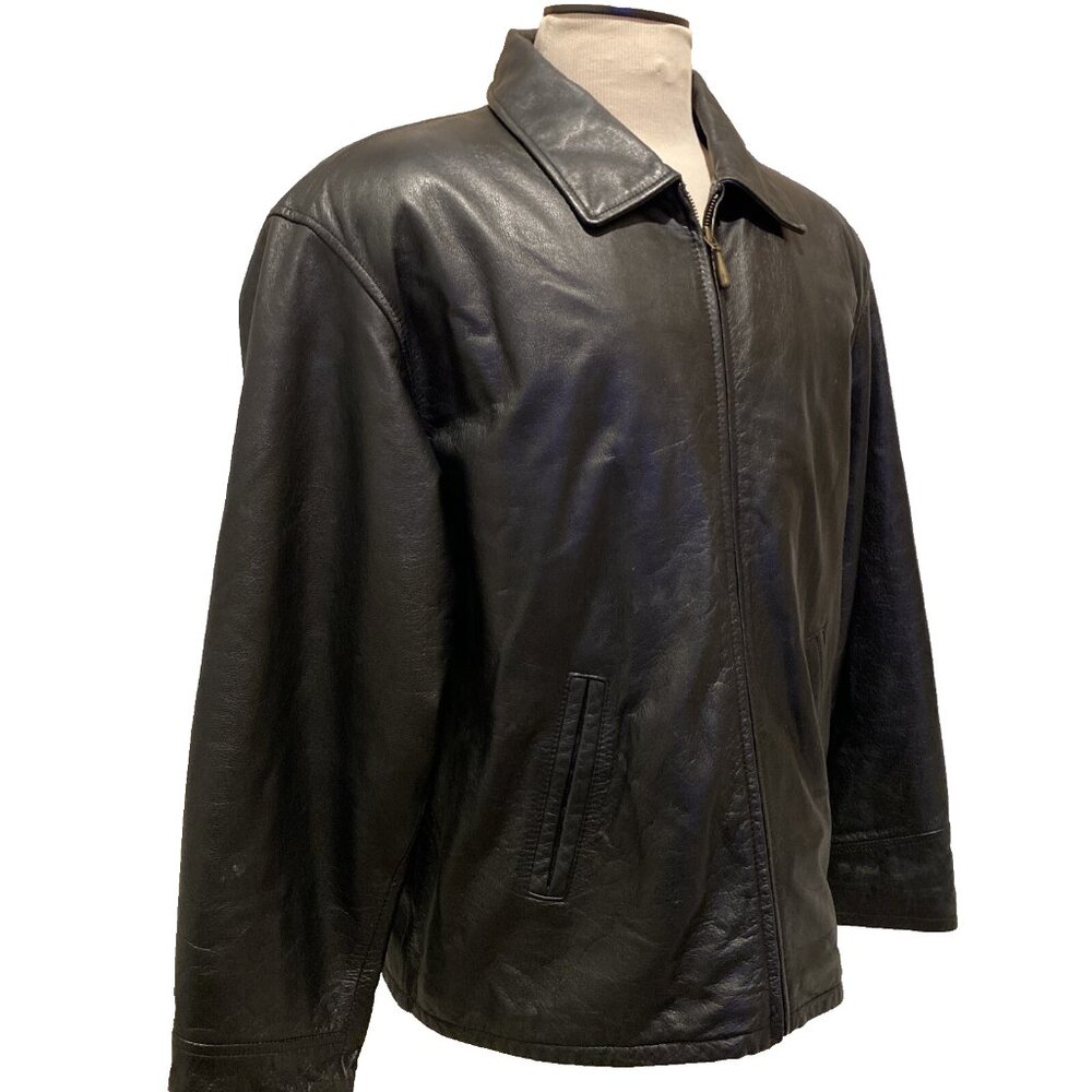 Black Soft Supple Leather Jacket~ Middlebrook Park Mens Size XL Heavy Warm